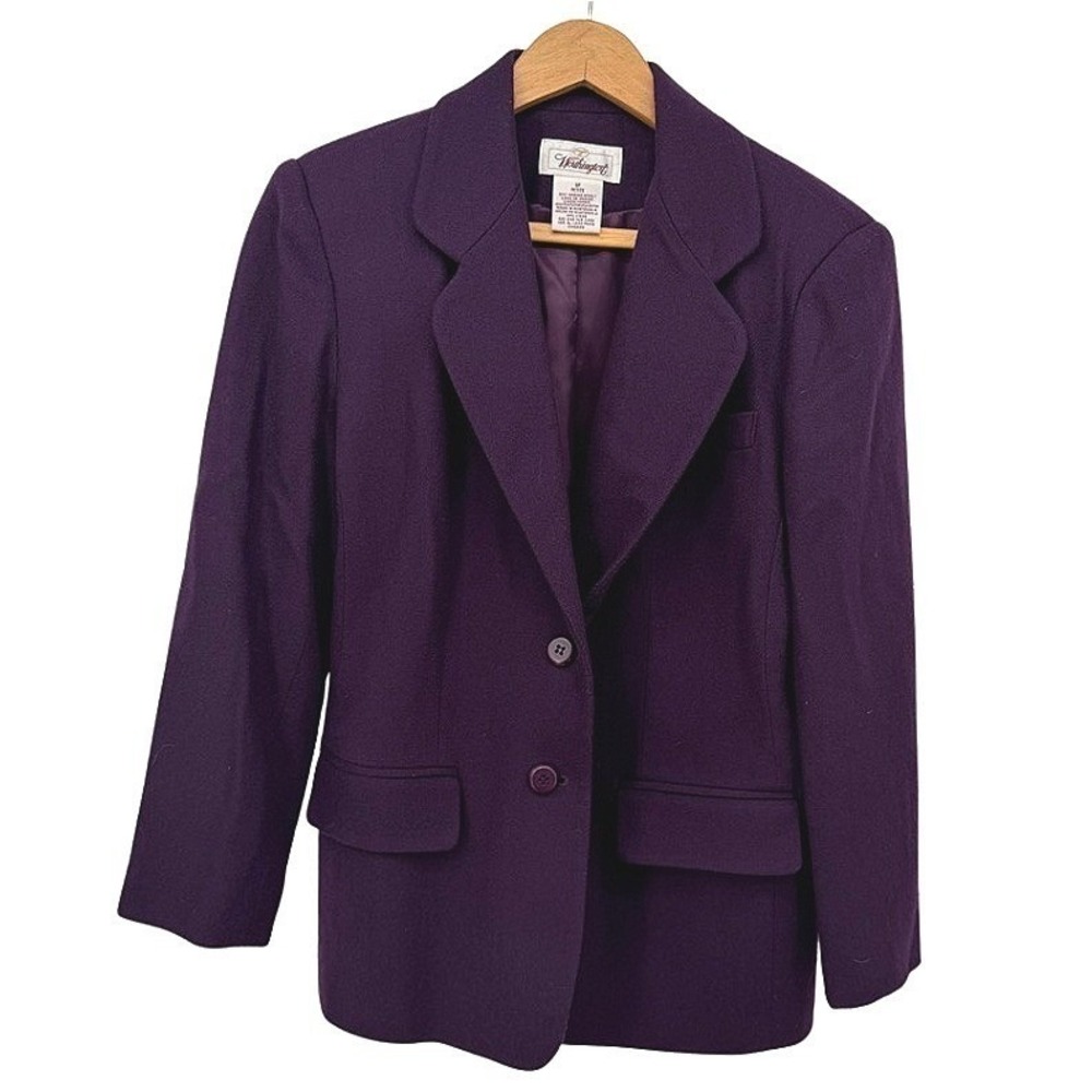 Worthington Blazer Purple 100% Pure Merino Wool Two Button Lined Jacket Size 6P